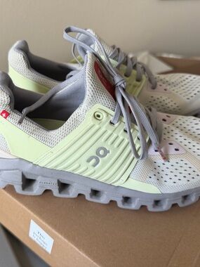 On Running womans Sneakers in Light Green and Gray